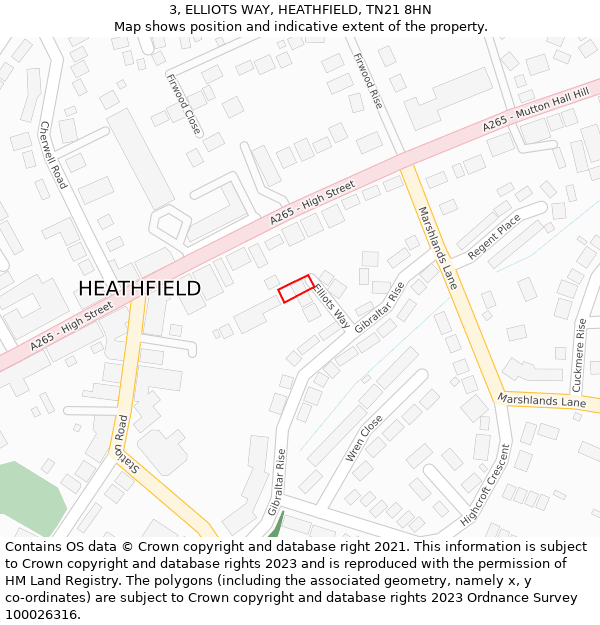 3, ELLIOTS WAY, HEATHFIELD, TN21 8HN: Location map and indicative extent of plot