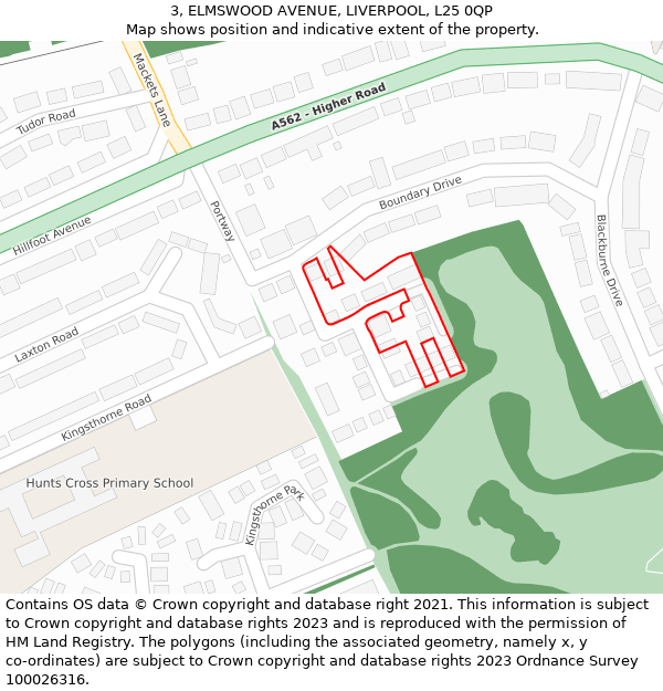 3, ELMSWOOD AVENUE, LIVERPOOL, L25 0QP: Location map and indicative extent of plot