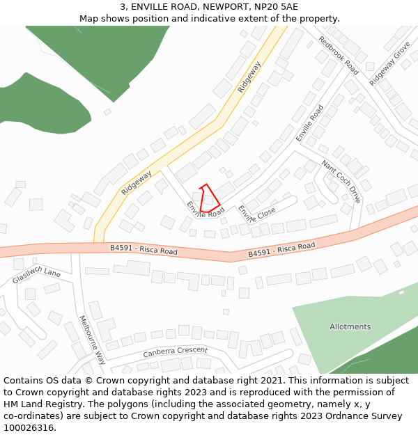 3, ENVILLE ROAD, NEWPORT, NP20 5AE: Location map and indicative extent of plot