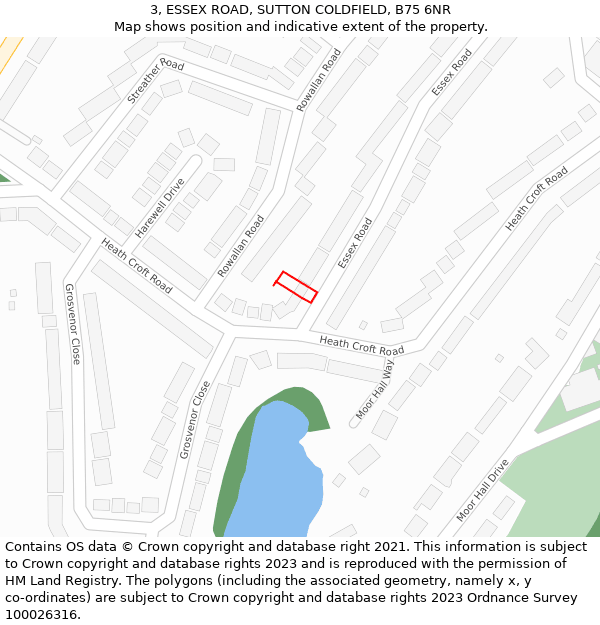 3, ESSEX ROAD, SUTTON COLDFIELD, B75 6NR: Location map and indicative extent of plot