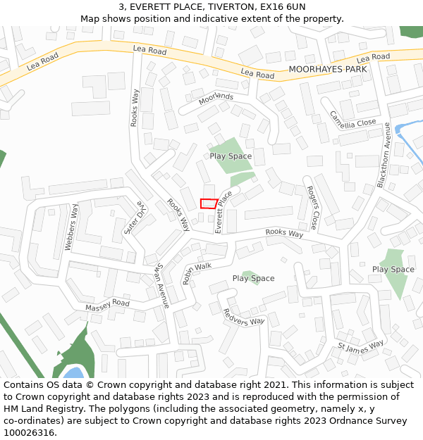 3, EVERETT PLACE, TIVERTON, EX16 6UN: Location map and indicative extent of plot