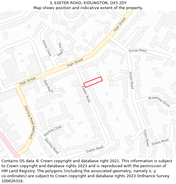 3, EXETER ROAD, KIDLINGTON, OX5 2DY: Location map and indicative extent of plot