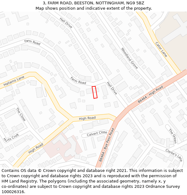 3, FARM ROAD, BEESTON, NOTTINGHAM, NG9 5BZ: Location map and indicative extent of plot