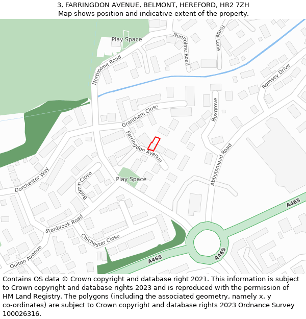 3, FARRINGDON AVENUE, BELMONT, HEREFORD, HR2 7ZH: Location map and indicative extent of plot