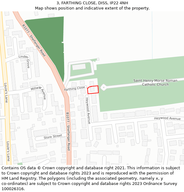 3, FARTHING CLOSE, DISS, IP22 4NH: Location map and indicative extent of plot