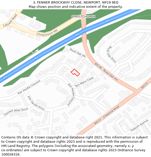 3, FENNER BROCKWAY CLOSE, NEWPORT, NP19 9EQ: Location map and indicative extent of plot