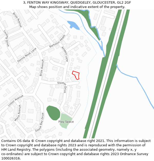 3, FENTON WAY KINGSWAY, QUEDGELEY, GLOUCESTER, GL2 2GF: Location map and indicative extent of plot