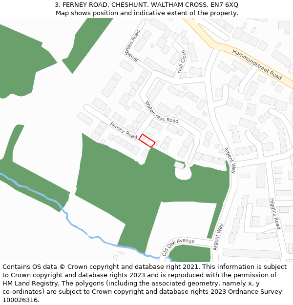 3, FERNEY ROAD, CHESHUNT, WALTHAM CROSS, EN7 6XQ: Location map and indicative extent of plot