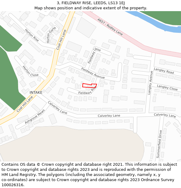 3, FIELDWAY RISE, LEEDS, LS13 1EJ: Location map and indicative extent of plot