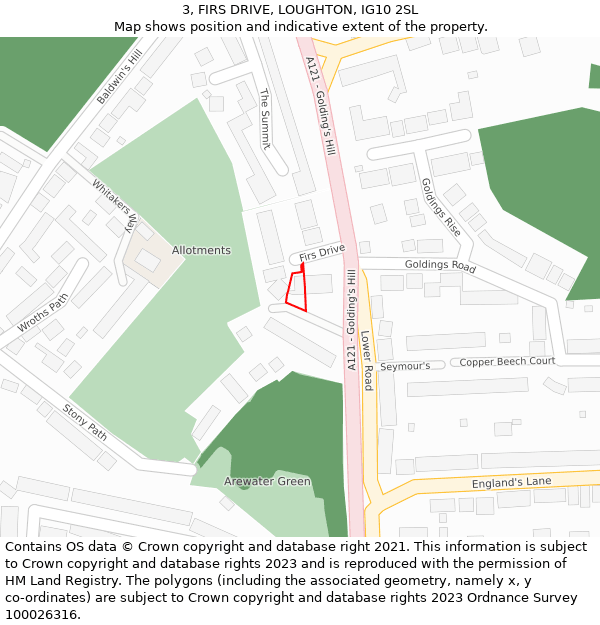 3, FIRS DRIVE, LOUGHTON, IG10 2SL: Location map and indicative extent of plot