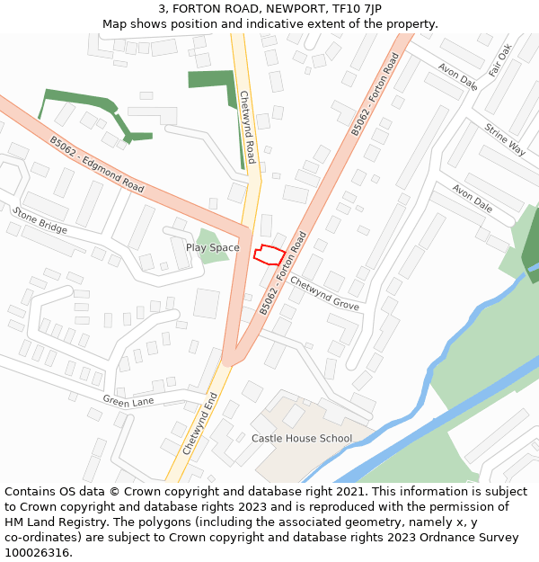 3, FORTON ROAD, NEWPORT, TF10 7JP: Location map and indicative extent of plot