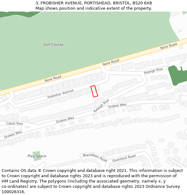 3, FROBISHER AVENUE, PORTISHEAD, BRISTOL, BS20 6XB: Location map and indicative extent of plot