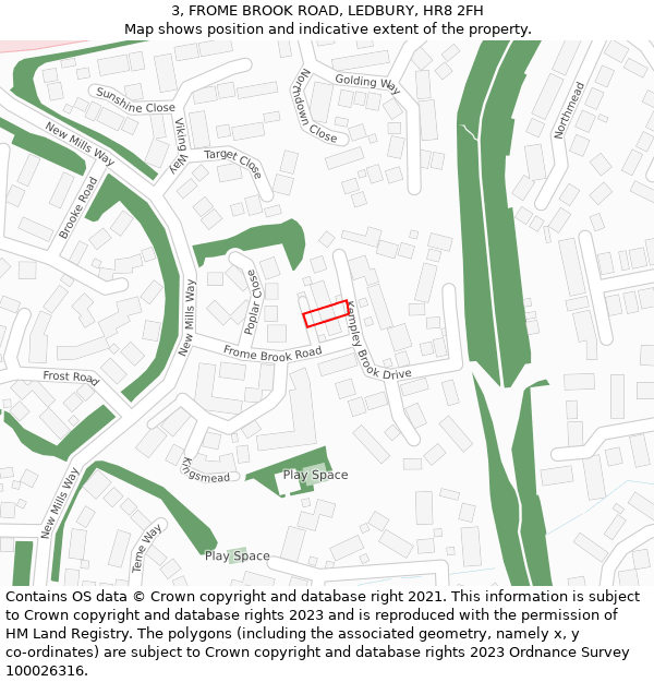 3, FROME BROOK ROAD, LEDBURY, HR8 2FH: Location map and indicative extent of plot