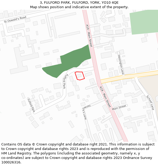 3, FULFORD PARK, FULFORD, YORK, YO10 4QE: Location map and indicative extent of plot