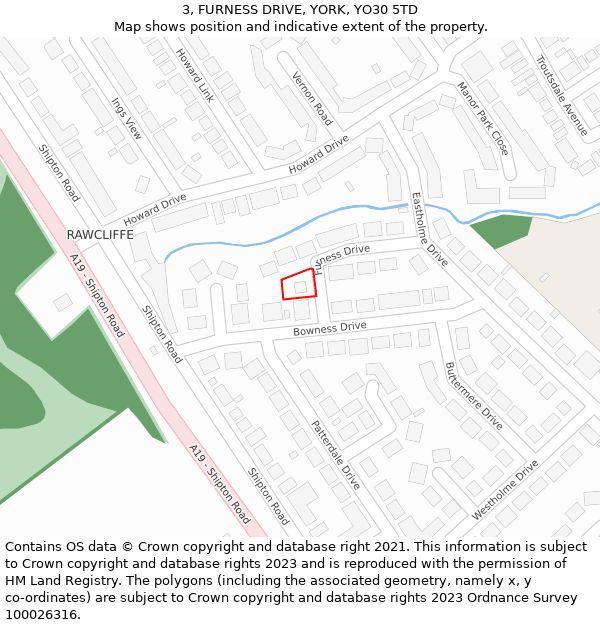 3, FURNESS DRIVE, YORK, YO30 5TD: Location map and indicative extent of plot