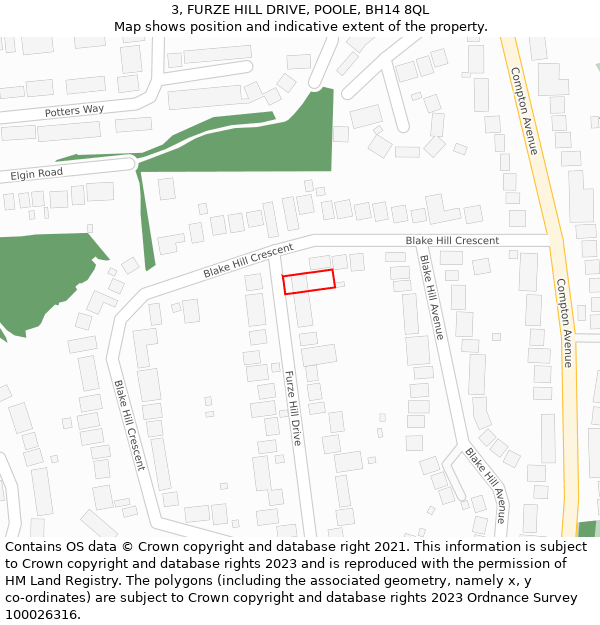 3, FURZE HILL DRIVE, POOLE, BH14 8QL: Location map and indicative extent of plot