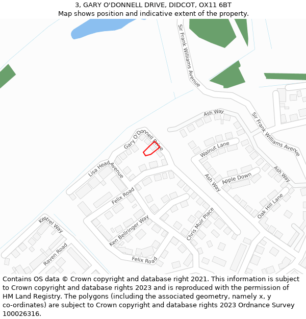 3, GARY O'DONNELL DRIVE, DIDCOT, OX11 6BT: Location map and indicative extent of plot