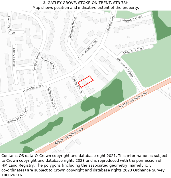 3, GATLEY GROVE, STOKE-ON-TRENT, ST3 7SH: Location map and indicative extent of plot