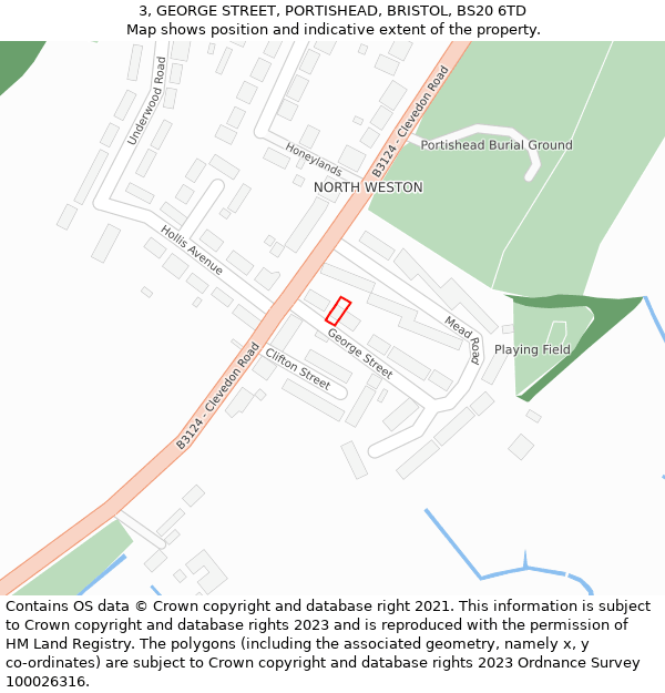 3, GEORGE STREET, PORTISHEAD, BRISTOL, BS20 6TD: Location map and indicative extent of plot