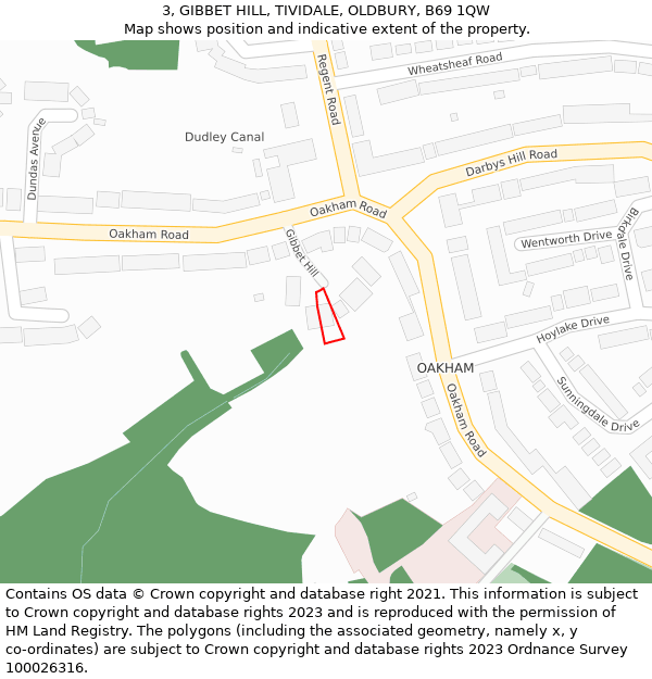 3, GIBBET HILL, TIVIDALE, OLDBURY, B69 1QW: Location map and indicative extent of plot