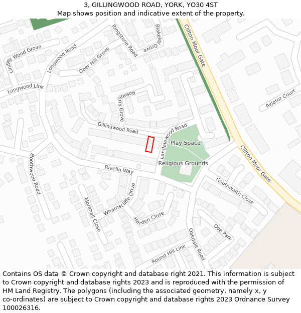 3, GILLINGWOOD ROAD, YORK, YO30 4ST: Location map and indicative extent of plot
