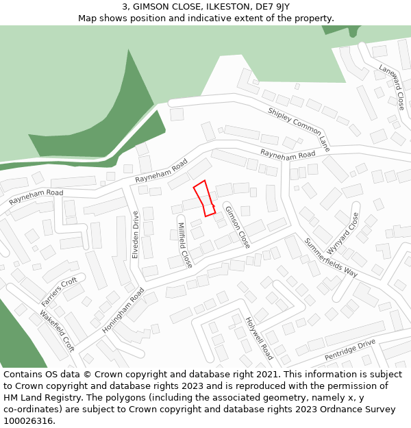 3, GIMSON CLOSE, ILKESTON, DE7 9JY: Location map and indicative extent of plot