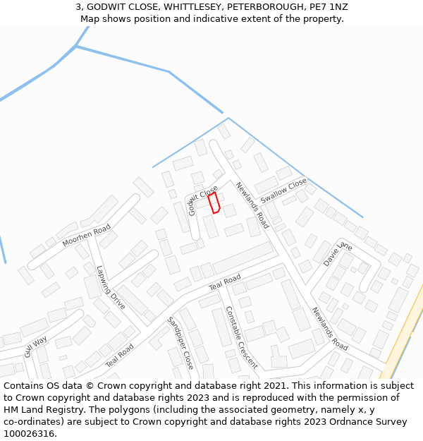 3, GODWIT CLOSE, WHITTLESEY, PETERBOROUGH, PE7 1NZ: Location map and indicative extent of plot