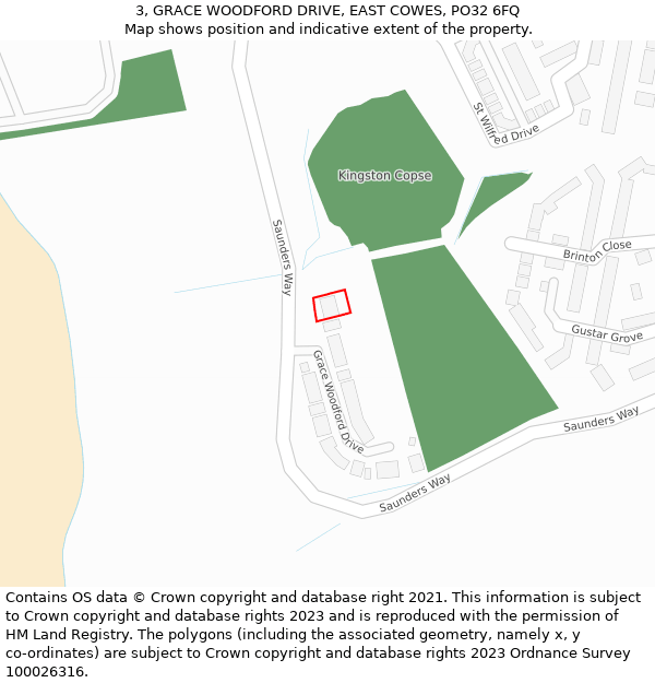3, GRACE WOODFORD DRIVE, EAST COWES, PO32 6FQ: Location map and indicative extent of plot
