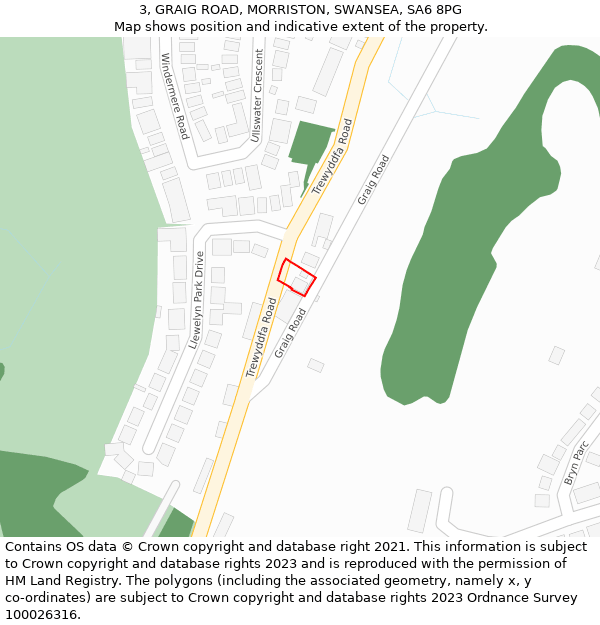 3, GRAIG ROAD, MORRISTON, SWANSEA, SA6 8PG: Location map and indicative extent of plot