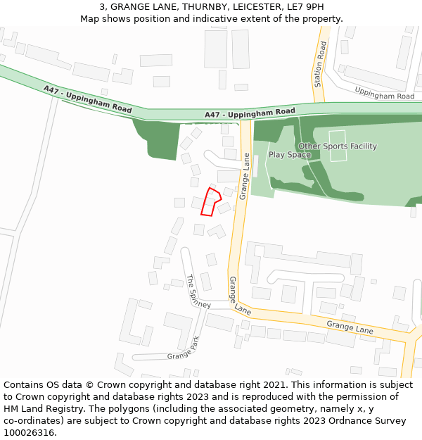 3, GRANGE LANE, THURNBY, LEICESTER, LE7 9PH: Location map and indicative extent of plot