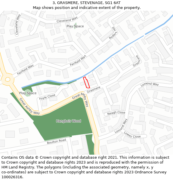 3, GRASMERE, STEVENAGE, SG1 6AT: Location map and indicative extent of plot