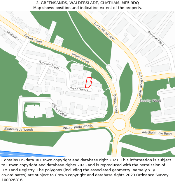 3, GREENSANDS, WALDERSLADE, CHATHAM, ME5 9DQ: Location map and indicative extent of plot