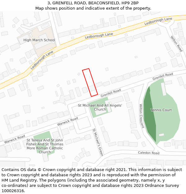 3, GRENFELL ROAD, BEACONSFIELD, HP9 2BP: Location map and indicative extent of plot