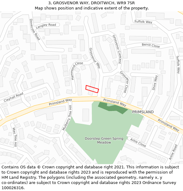 3, GROSVENOR WAY, DROITWICH, WR9 7SR: Location map and indicative extent of plot