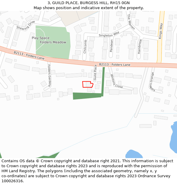 3, GUILD PLACE, BURGESS HILL, RH15 0GN: Location map and indicative extent of plot