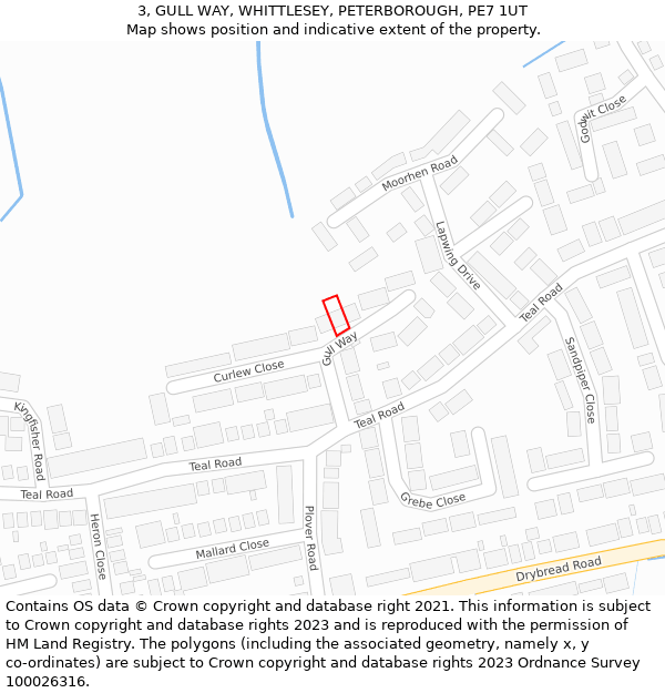 3, GULL WAY, WHITTLESEY, PETERBOROUGH, PE7 1UT: Location map and indicative extent of plot