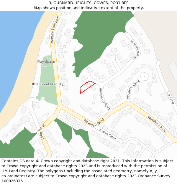 3, GURNARD HEIGHTS, COWES, PO31 8EF: Location map and indicative extent of plot