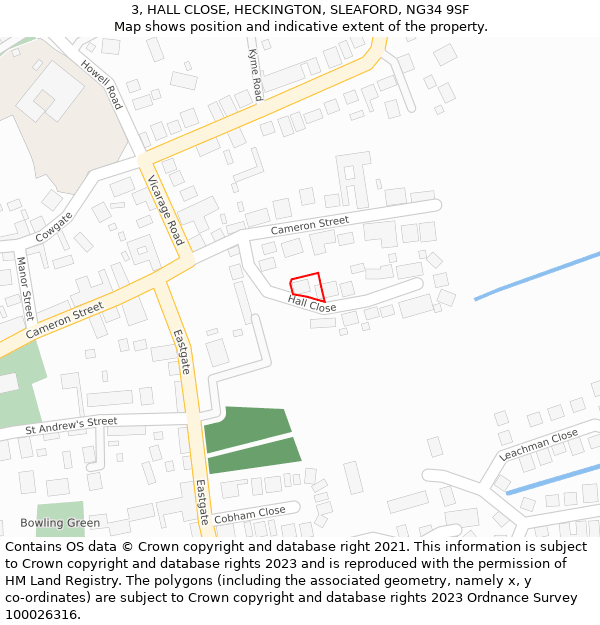 3, HALL CLOSE, HECKINGTON, SLEAFORD, NG34 9SF: Location map and indicative extent of plot