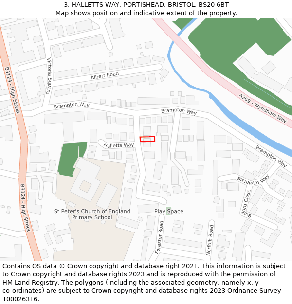 3, HALLETTS WAY, PORTISHEAD, BRISTOL, BS20 6BT: Location map and indicative extent of plot