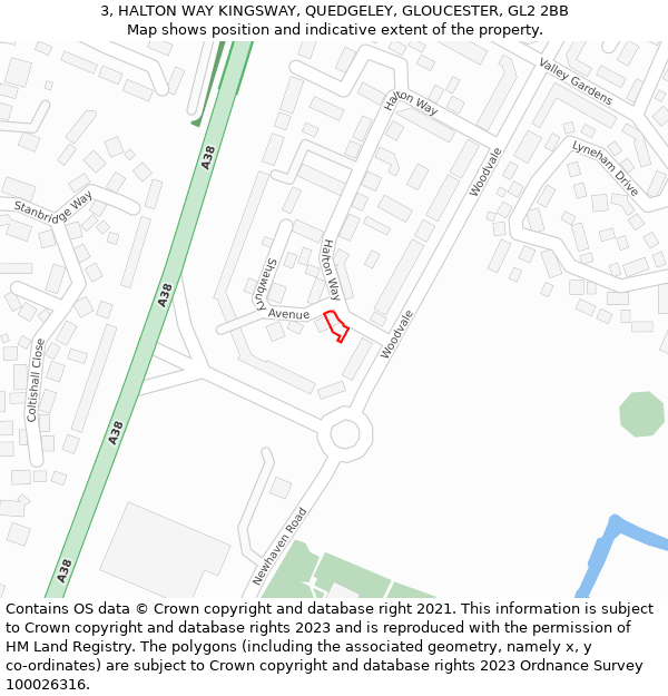 3, HALTON WAY KINGSWAY, QUEDGELEY, GLOUCESTER, GL2 2BB: Location map and indicative extent of plot