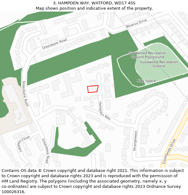 3, HAMPDEN WAY, WATFORD, WD17 4SS: Location map and indicative extent of plot