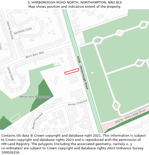 3, HARBOROUGH ROAD NORTH, NORTHAMPTON, NN2 8LS: Location map and indicative extent of plot