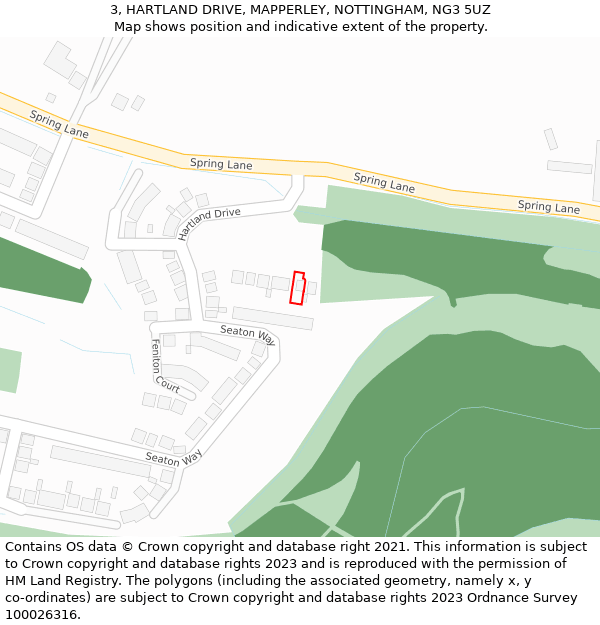 3, HARTLAND DRIVE, MAPPERLEY, NOTTINGHAM, NG3 5UZ: Location map and indicative extent of plot