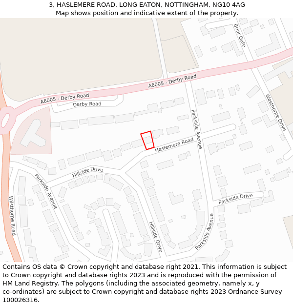 3, HASLEMERE ROAD, LONG EATON, NOTTINGHAM, NG10 4AG: Location map and indicative extent of plot