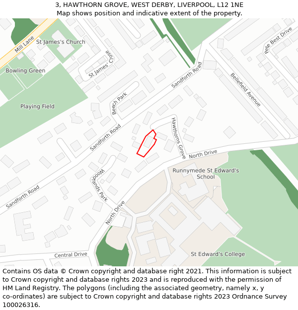 3, HAWTHORN GROVE, WEST DERBY, LIVERPOOL, L12 1NE: Location map and indicative extent of plot