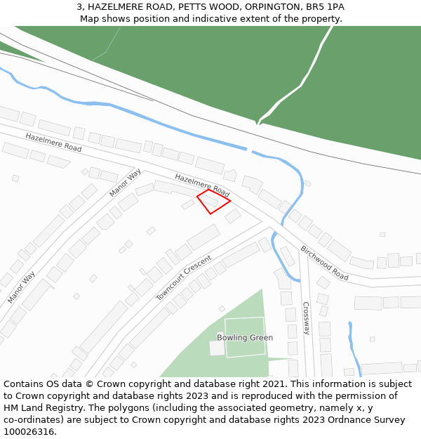 3, HAZELMERE ROAD, PETTS WOOD, ORPINGTON, BR5 1PA: Location map and indicative extent of plot