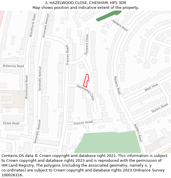 3, HAZELWOOD CLOSE, CHESHAM, HP5 3DR: Location map and indicative extent of plot