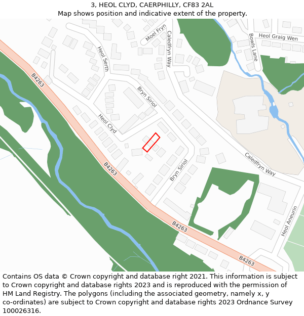 3, HEOL CLYD, CAERPHILLY, CF83 2AL: Location map and indicative extent of plot