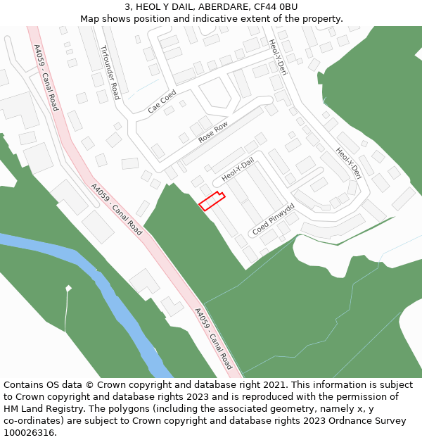 3, HEOL Y DAIL, ABERDARE, CF44 0BU: Location map and indicative extent of plot