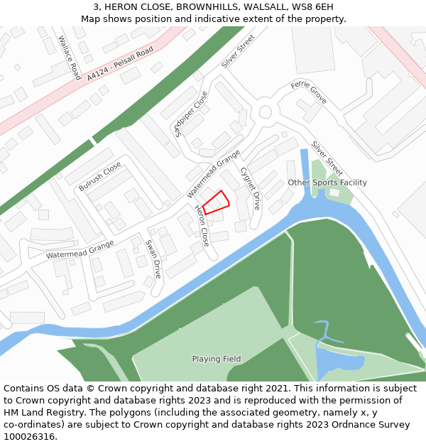 3, HERON CLOSE, BROWNHILLS, WALSALL, WS8 6EH: Location map and indicative extent of plot